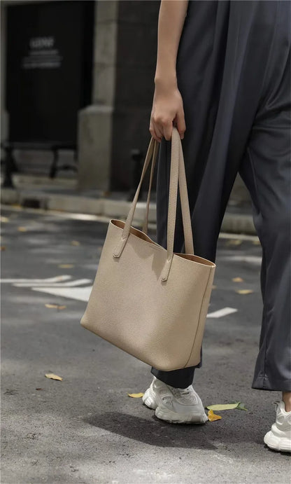 Hot Sale Classic All-match Minimalist Business Style Large Women Tote Bag A4 Laptop Cowhide Leather Female Underarm Handbag