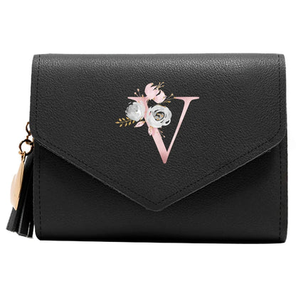 Purse Female Mini Wallet Cute Purse Pink Flower Pattern Slim Wallet RFID Blocking Credit Card Holder Coin Pocket ID Window