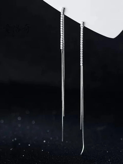 JWER Simple High-Grade Long Chain Tassel Drop Earrings for Women Dangle Earring Gold Silver Color Piercing Line Trendy Ear Gifts