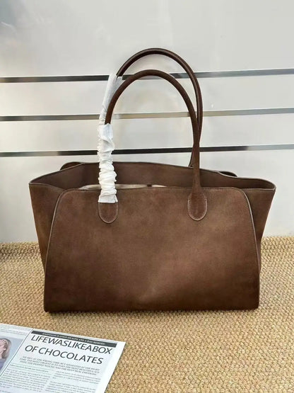 Tote Bag High Quality Genuine Leather Large Capacity Marlo 17/14 Shoulder Bag Handbag Soft Cowhide Casual Suede Women's Bag