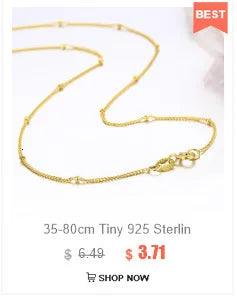 14"-32" 0.65mm Fina de Plata de Ley 925 Auténtica con Cadena Fina de Caja Chapada en Oro, Collar para Mujer, Niña, Hombre, Joyería Kolye Collares