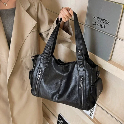 Hot Selling Soft Inner Compartment Shoulder Bag 2024High Quality Contrasting Color Women's Bag Fashion Zipper Pu Women's Handbag