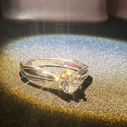 Certified Moissanite Ring for Women 925 Sterling Silver 18K Gold Plated Wedding Engagement Jewelry Anniversary Gift