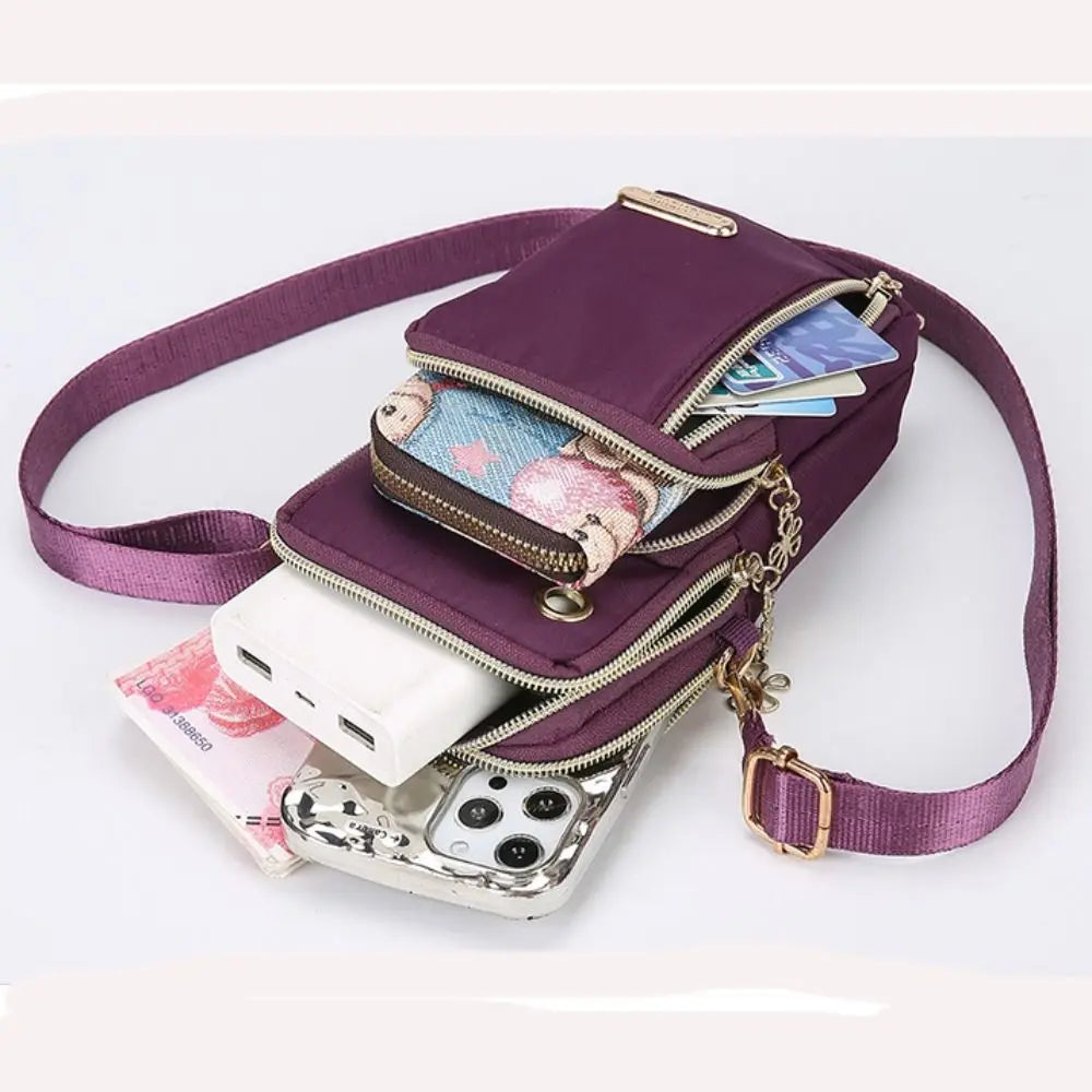 Portable Oxford Mini Phone Bag Multi-layer Zipper Travel Crossbody Bag Handbag Waterproof Sports Arm Bags
