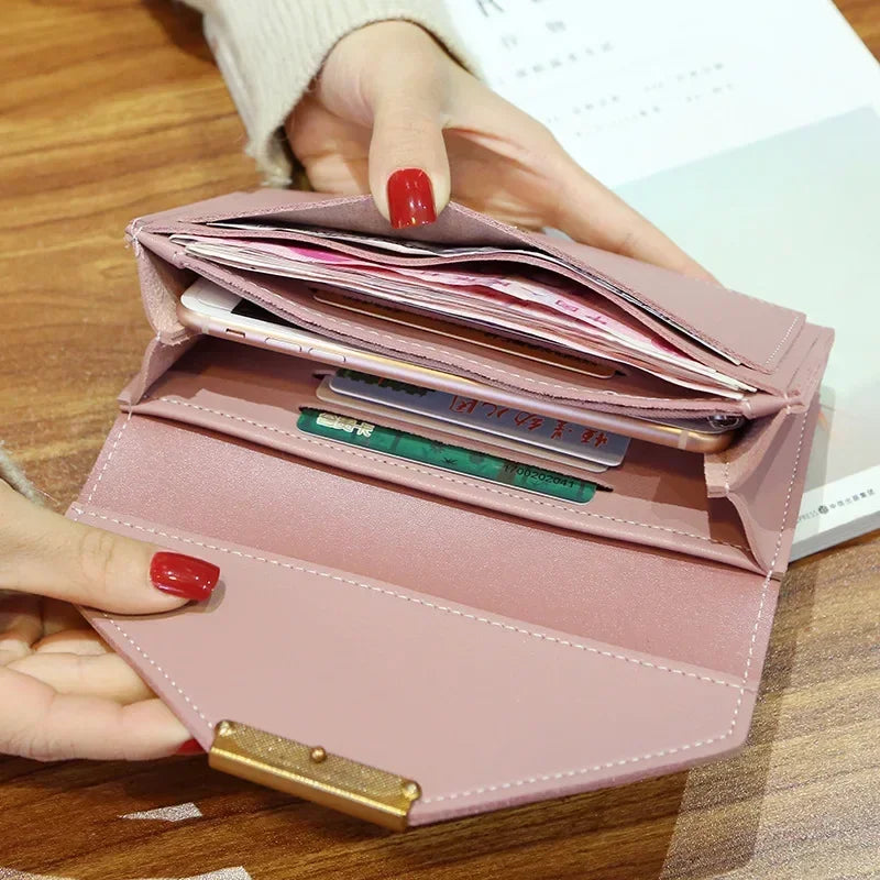 2025 New Fashion Women Wallets Leather Hasp Wallet Women's Long Design Purse Clutch Women Lady Wallet Phone Pocket Cartera Mujer