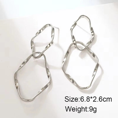 Gold Color Metal Drop Earrings Irregular Hollow Heart Pendants Earrings Twisted Geometric Personality Earrings for Women