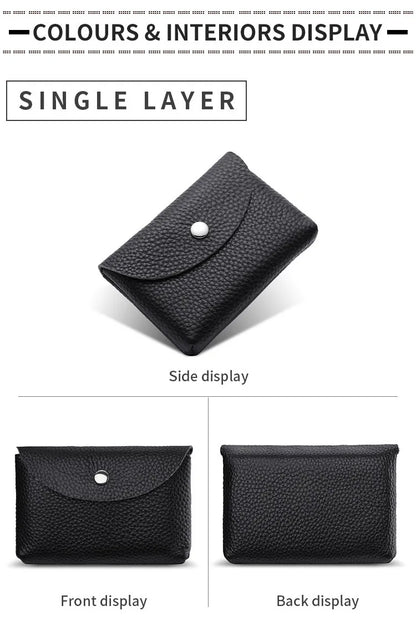 Genuine Leather Short Coin Wallets Card Holder Bag Case Portable Retro Cowhide Small Money Purse For Men Women Earphone Pouch
