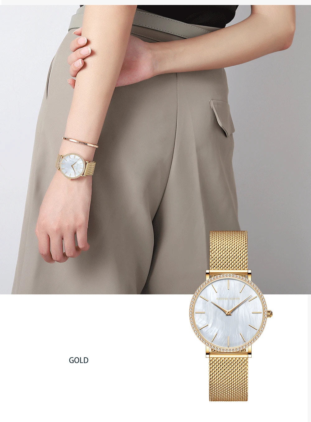Luxury Women Watch Japanese Quartz Movement Shell Dial Rhinestone Stainless Steel Fashion Gift Box Waterproof Ladies Wristwatch