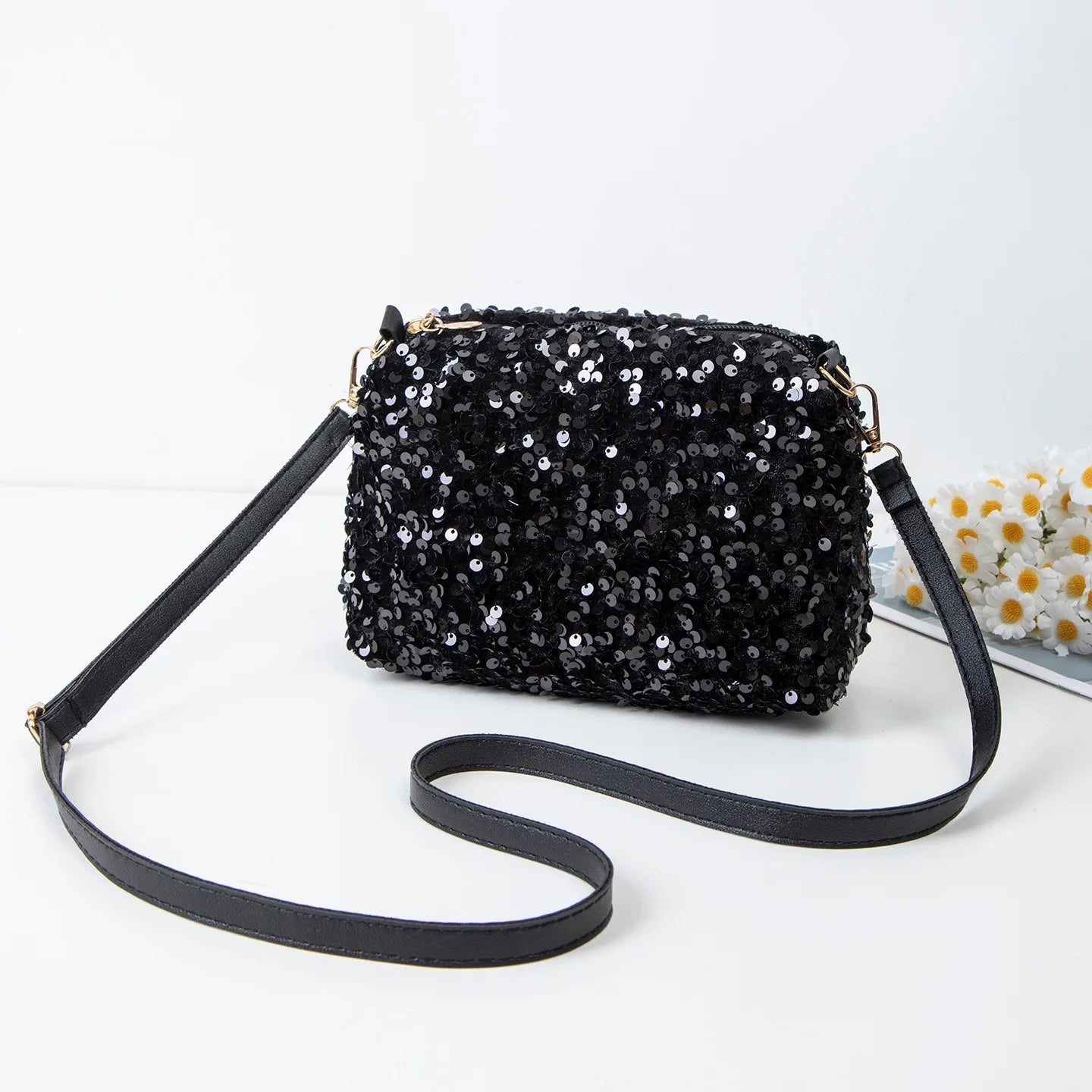Colorful Sequins Crossbody Bag Simple INS Solid Color Sequins Shoulder Bag Underarm Bag Phone Purse Evening Clutch Bags Handbag