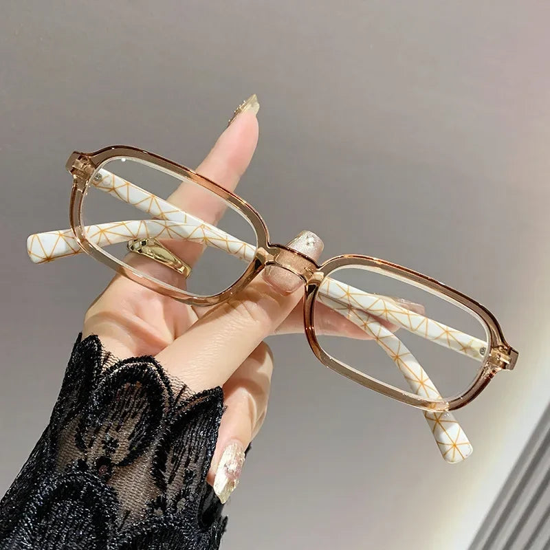 Luxury Women Printed Presbyopia Glasses Fashion Square Small Frame Reading Glasses Ultra Light Anti-blue Light Farsightedness