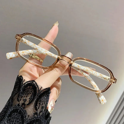 Luxury Women Printed Presbyopia Glasses Fashion Square Small Frame Reading Glasses Ultra Light Anti-blue Light Farsightedness