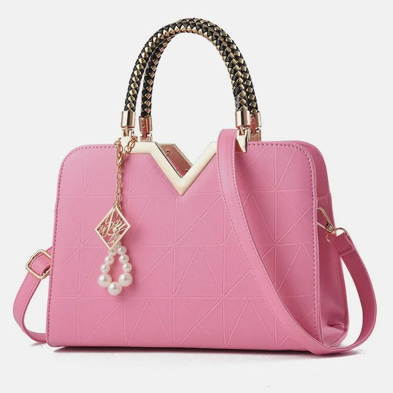 Women Handbag Patchwork Shoulder Messenger Office Work PU Leather Female Bag Ladies Luxury Fashion Elegant