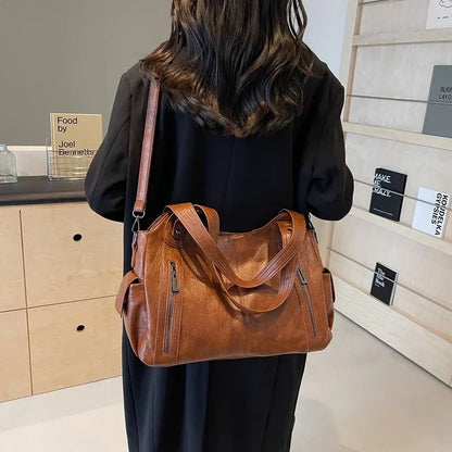 Hot Selling Soft Inner Compartment Shoulder Bag 2024High Quality Contrasting Color Women's Bag Fashion Zipper Pu Women's Handbag