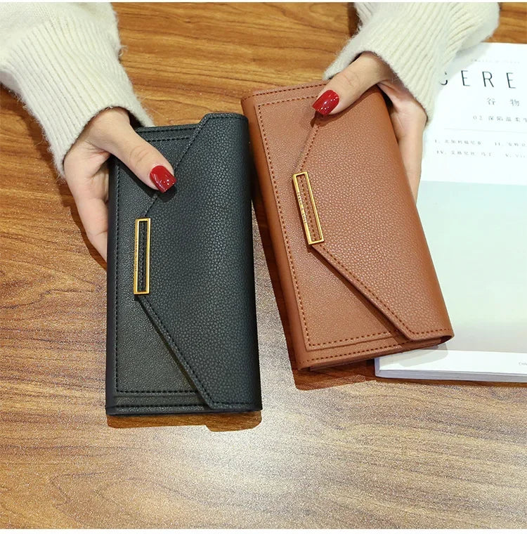 2025 New Fashion Women Wallets Leather Hasp Wallet Women's Long Design Purse Clutch Women Lady Wallet Phone Pocket Cartera Mujer