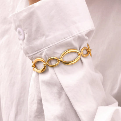 Vnox Stainless Steel Oval Links Chain Bracelets for Women Girls, Dainty Simple Metal Links Wristband Jewelry Never Fade