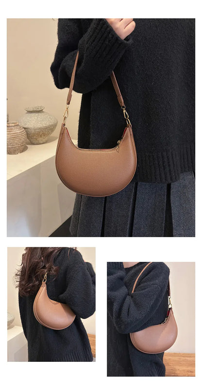 New Fashionable High-end Moon-shaped Baseball Bag Showing Luxury Women's Single Shoulder Bag Elegant lady Handbags bolso mujer