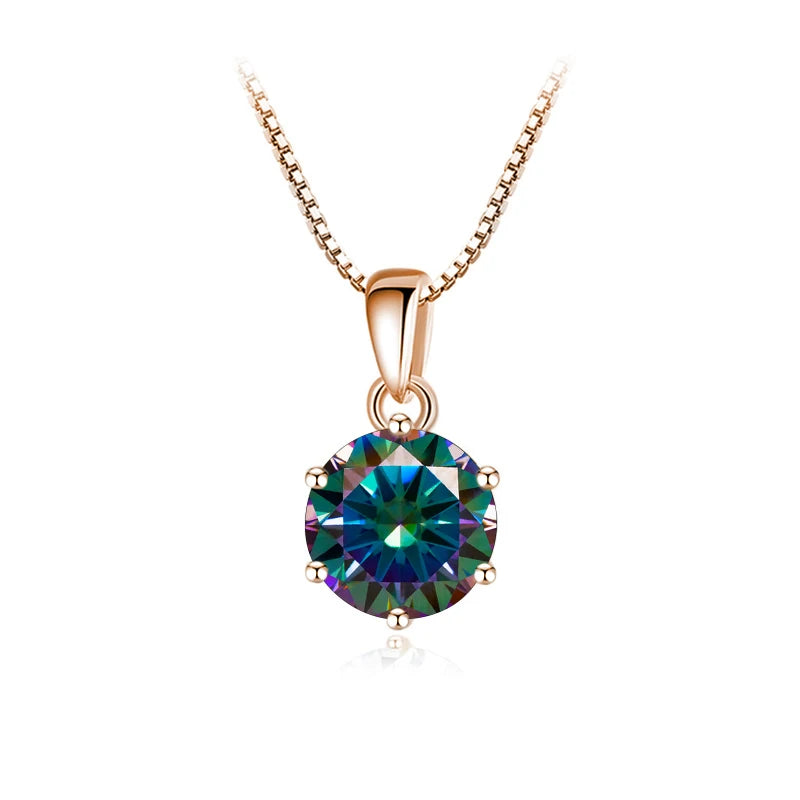 Butterflykiss 6.5mm 1.0 Carat D Moissanite Necklaces Rose Gold Plated Pendant Original Real S925 Silver Chain Jewelry For Women