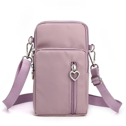 Waterproof Mobile Phone Bag Women's Mini Oxford Crossbody Bag Daily Multi-layer Zipper Purse Casual Outdoor Travel Nylon Bag