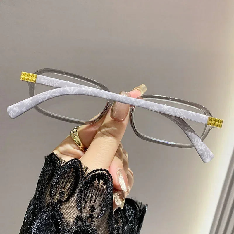 Luxury Women Printed Presbyopia Glasses Fashion Square Small Frame Reading Glasses Ultra Light Anti-blue Light Farsightedness