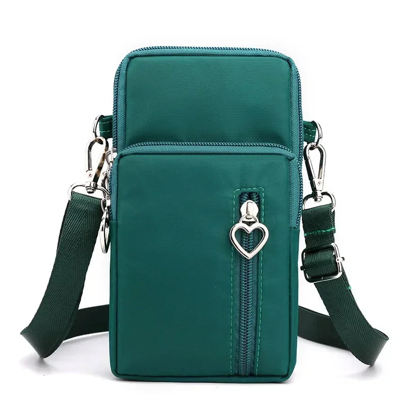 Waterproof Mobile Phone Bag Women's Mini Oxford Crossbody Bag Daily Multi-layer Zipper Purse Casual Outdoor Travel Nylon Bag