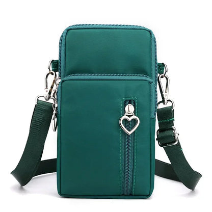 Waterproof Mobile Phone Bag Women's Mini Oxford Crossbody Bag Daily Multi-layer Zipper Purse Casual Outdoor Travel Nylon Bag