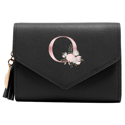 Purse Female Mini Wallet Cute Purse Pink Flower Pattern Slim Wallet RFID Blocking Credit Card Holder Coin Pocket ID Window