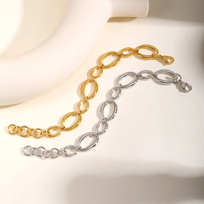Vnox Stainless Steel Oval Links Chain Bracelets for Women Girls, Dainty Simple Metal Links Wristband Jewelry Never Fade