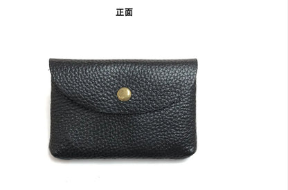 Top Layer Cowhide Fashion Buckle Money Wallet Card Holder Mini Portable Lychee Pattern Business Wallet for Men Women Coin Bag