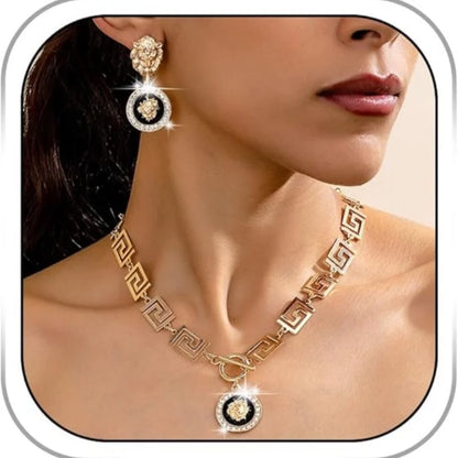 1/3PCS Lion Head Pendant Necklace Earrings Set for Women Simple Fashion Earrings Ring Jewelry Accessories Hot Sale Party Gift
