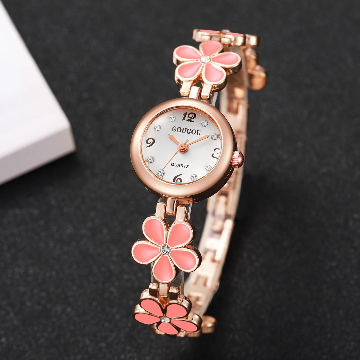 Fashion Flower Bracelet Strap Women Watches Ladies Diamond Arabic Numeral Dial Wristwatches Reloj Mujer（Without Box）