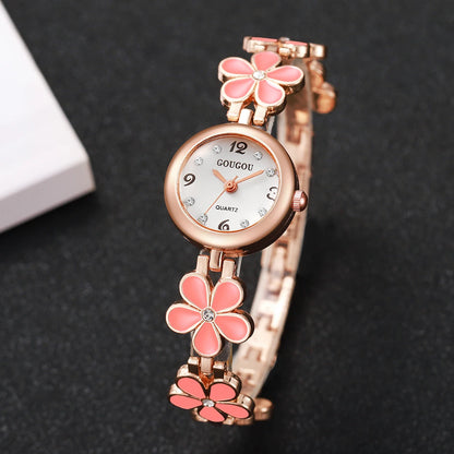 Fashion Flower Bracelet Strap Women Watches Ladies Diamond Arabic Numeral Dial Wristwatches Reloj Mujer（Without Box）