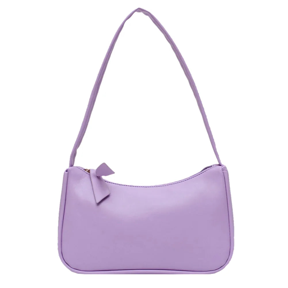 Retro Soft PU Leather Women Shoulder Underarm Bags Casual Solid Color Small Top-Handle Handbags Ladies Fashion Shoulder Bags