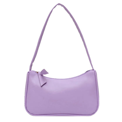 Retro Soft PU Leather Women Shoulder Underarm Bags Casual Solid Color Small Top-Handle Handbags Ladies Fashion Shoulder Bags