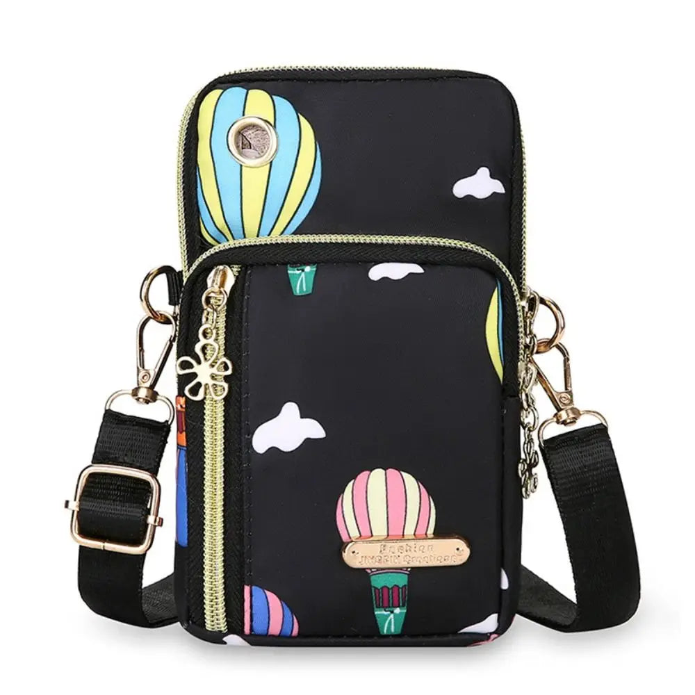 Portable Oxford Mini Phone Bag Multi-layer Zipper Travel Crossbody Bag Handbag Waterproof Sports Arm Bags