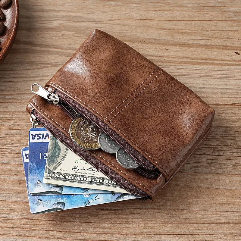 Mini Fashion Coin Purse Vintage Men Women Genuine Leather Wallet Multifunctional Female Small Coin Bag Key Pocket Wallets