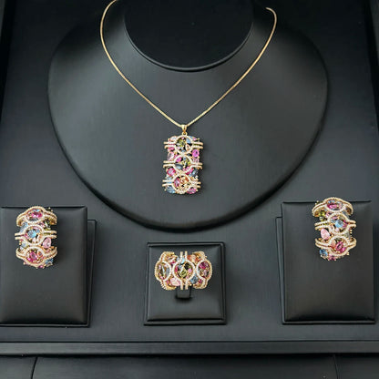 Jankelly  Trendy Fashion 3PCS Luxury Waterdrop Indian Jewelry Sets For Women Wedding Party Indian Dubai Bridal jewelry Sets