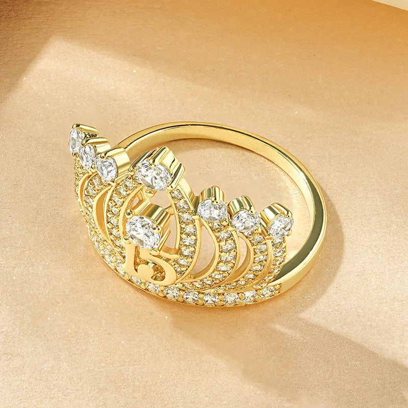 Rrjzz Dazzling Crown Female Band Eternity Rings Sparkling AAAAA Cubic Zirconia Romantic Ring for Women CZ Elegant Ring Jewelry
