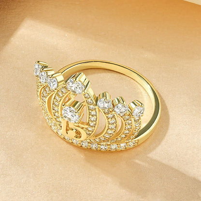 Rrjzz Dazzling Crown Female Band Eternity Rings Sparkling AAAAA Cubic Zirconia Romantic Ring for Women CZ Elegant Ring Jewelry