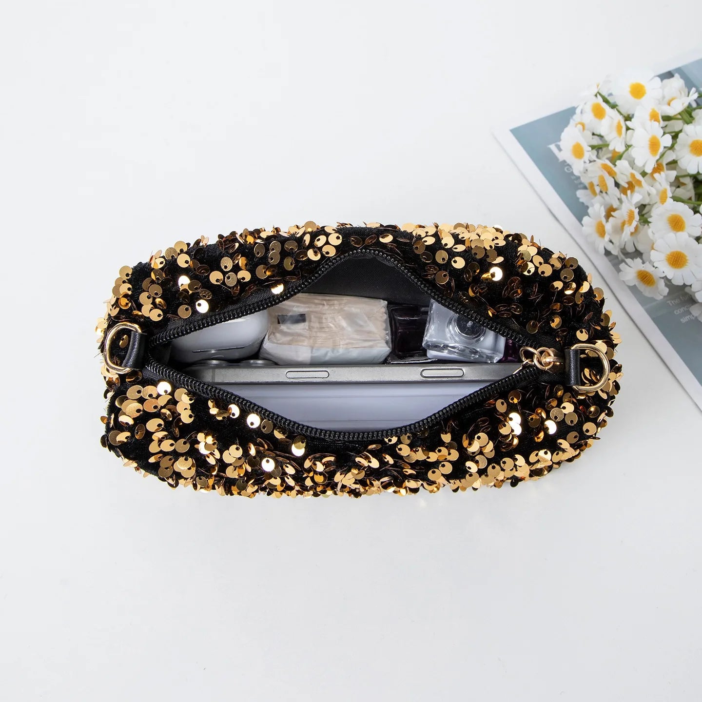 Colorful Sequins Crossbody Bag Simple INS Solid Color Sequins Shoulder Bag Underarm Bag Phone Purse Evening Clutch Bags Handbag
