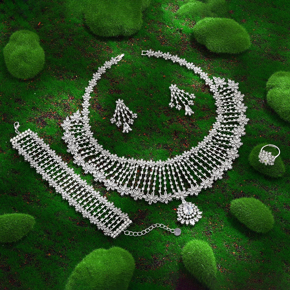 2023 Hot Selling Cubic Zirconia Bridal Wedding Jewelry Set Bridal 4-piece Set Women's Jewelry Set Jewelry Brand Reproduction