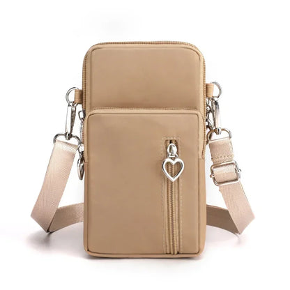 Waterproof Mobile Phone Bag Women's Mini Oxford Crossbody Bag Daily Multi-layer Zipper Purse Casual Outdoor Travel Nylon Bag