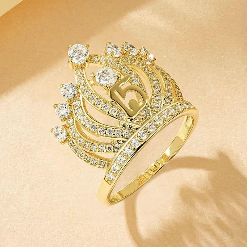 Rrjzz Dazzling Crown Female Band Eternity Rings Sparkling AAAAA Cubic Zirconia Romantic Ring for Women CZ Elegant Ring Jewelry