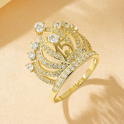 Rrjzz Dazzling Crown Female Band Eternity Rings Sparkling AAAAA Cubic Zirconia Romantic Ring for Women CZ Elegant Ring Jewelry