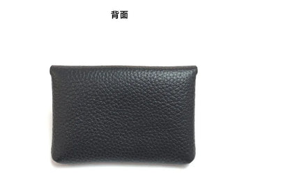 Top Layer Cowhide Fashion Buckle Money Wallet Card Holder Mini Portable Lychee Pattern Business Wallet for Men Women Coin Bag