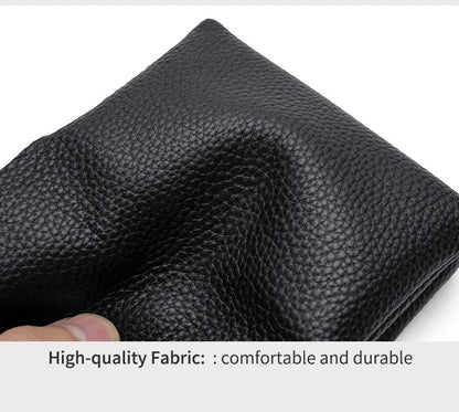 Genuine Leather Short Coin Wallets Card Holder Bag Case Portable Retro Cowhide Small Money Purse For Men Women Earphone Pouch