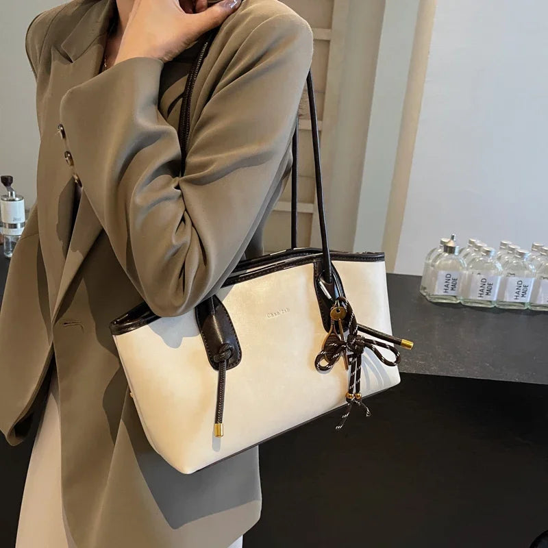 LEFTSIDE PU Leather Shoulder Bags For Women 2025 Winter Y2K Trend Female Crossbody Bag Lady Handbags And Purses Retro Tote Bag