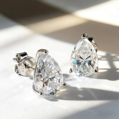 OEVAS 1-3CT Pear Cut Moissanite Necklace Earrings Set for Women S925 Sterling Silver Plated 18K Wedding Party Luxury Jewelry