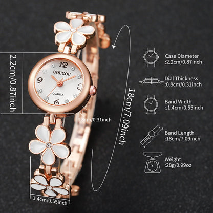 Fashion Flower Bracelet Strap Women Watches Ladies Diamond Arabic Numeral Dial Wristwatches Reloj Mujer（Without Box）