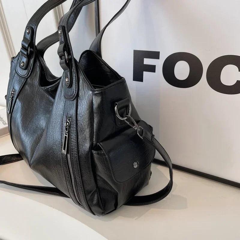 Hot Selling Soft Inner Compartment Shoulder Bag 2024High Quality Contrasting Color Women's Bag Fashion Zipper Pu Women's Handbag