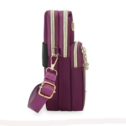 Portable Oxford Mini Phone Bag Multi-layer Zipper Travel Crossbody Bag Handbag Waterproof Sports Arm Bags